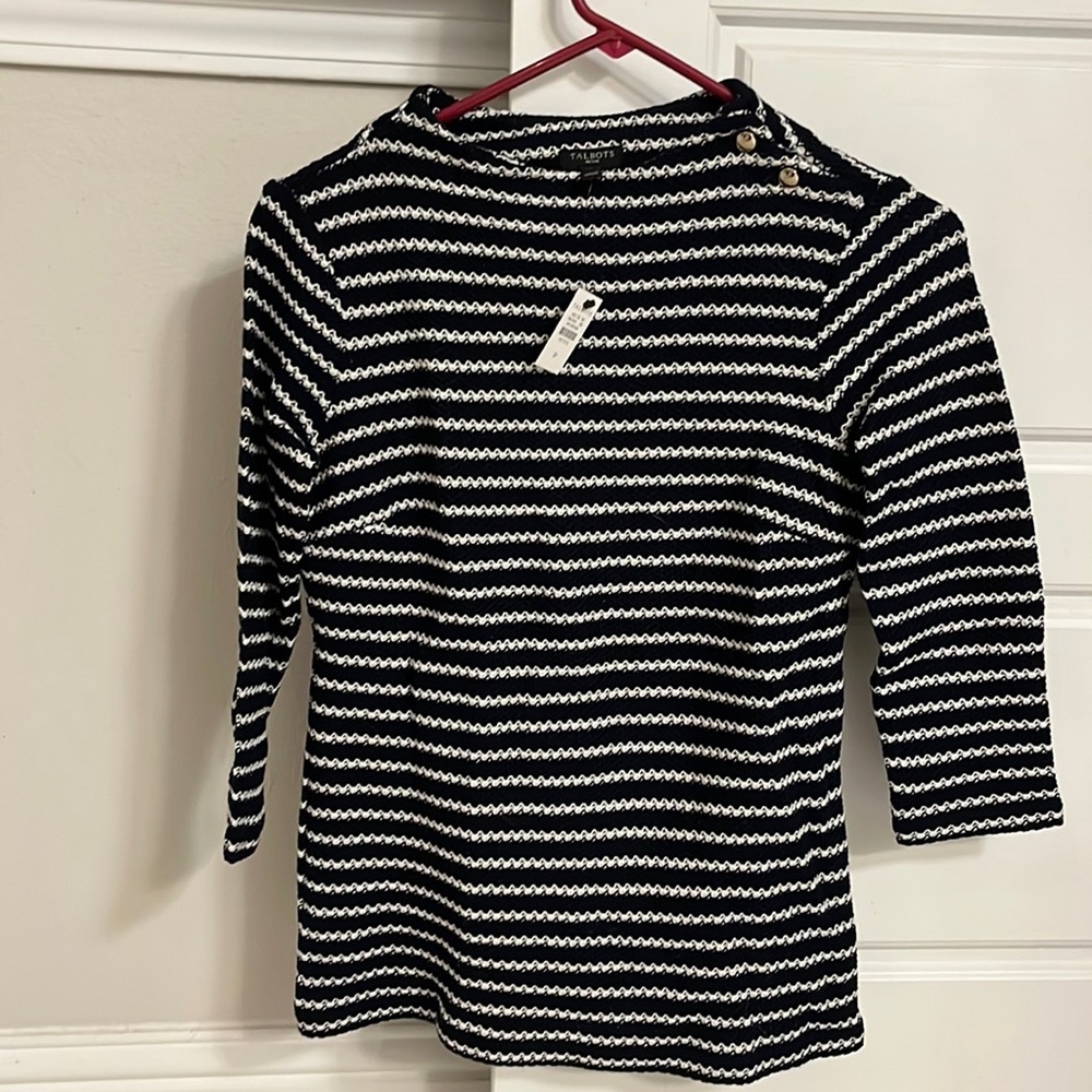 NWT blue and white striped lightweight sweater